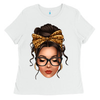 White caucasian leopard messy bun Ladies Tee - texasbilliewilder