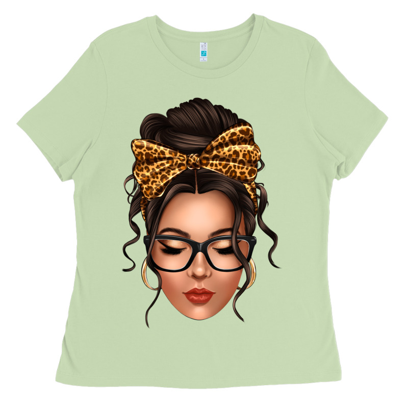 Caucasian Leopard Messy Bun Ladies Tee by texasbilliewilder | Teevron
