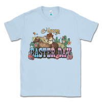 Dusty Blue Happy Easter Day rodeo Classic Tee - HowdyJamesFarm