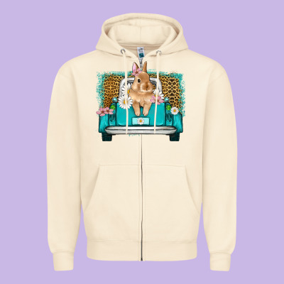 Easter Bunny Truck Zipper Hoodie Designed By Artiststas