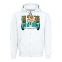 White easter bunny truck Zipper Hoodie - Artiststas