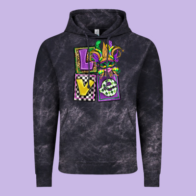 Love Mardi Gras Vintage Hoodie Designed By Oliviacreatesart