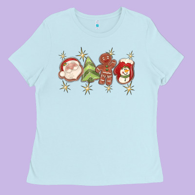 Christmas Gingerbread Cookies Ladies Tee Designed By Texasbilliewilder