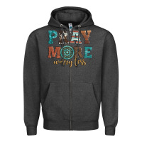 Charcoal Heather pray more worry less Zipper Hoodie - Artiststas
