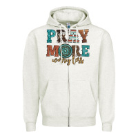 Oatmeal Heather pray more worry less Zipper Hoodie - Artiststas