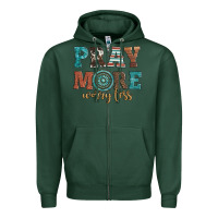 Sports Green pray more worry less Zipper Hoodie - Artiststas