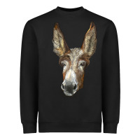 Black american mammoth jackstock donkey  face Heavyweight Sweatshirt - LillyAllenDesigns