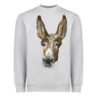 Heather Grey american mammoth jackstock donkey  face Heavyweight Sweatshirt - LillyAllenDesigns