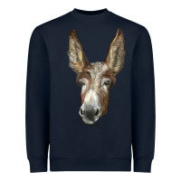 Navy american mammoth jackstock donkey  face Heavyweight Sweatshirt - LillyAllenDesigns