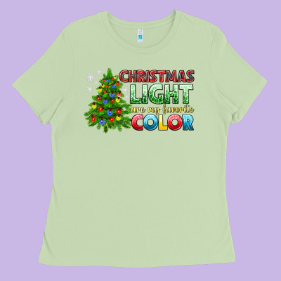 Christmas Light Are My Favorite Color Ladies Tee Designed By Nancycooperartshop