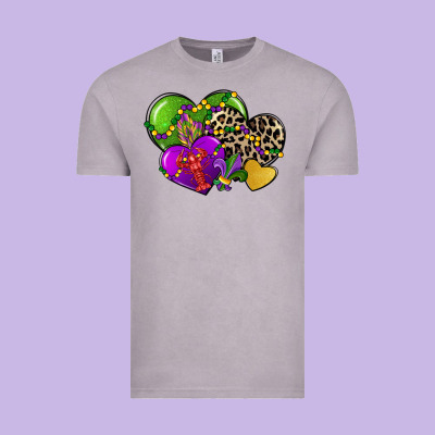 Mardi Gras Hearts Vintage Tee Designed By Cowgirlartshop