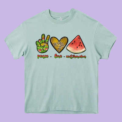Peace Love Watermelon Heavy Core Tee Designed By Jahusdesignshop