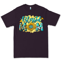 Plum Blessed Mom with Sunflowers Premium Tee - texasbilliewilder