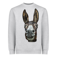 Heather Grey Donkey  Face Heavyweight Sweatshirt - LillyAllenDesigns