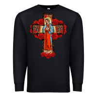 Black lady of guadalupe rose cross, Premium Sweatshirt - BarkalooDesign