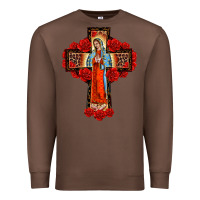 Chestnut lady of guadalupe rose cross, Premium Sweatshirt - BarkalooDesign