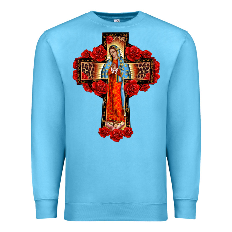 Lady Of Guadalupe Rose Cross, Premium Sweatshirt by BarkalooDesign | Teevron
