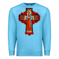 Ocean Blue lady of guadalupe rose cross, Premium Sweatshirt - BarkalooDesign