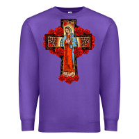 Purple lady of guadalupe rose cross, Premium Sweatshirt - BarkalooDesign