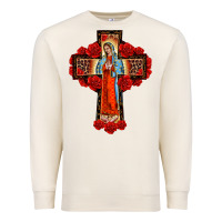 Sandshell lady of guadalupe rose cross, Premium Sweatshirt - BarkalooDesign