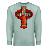 Seafoam lady of guadalupe rose cross, Premium Sweatshirt - BarkalooDesign
