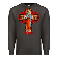 Smoke lady of guadalupe rose cross, Premium Sweatshirt - BarkalooDesign