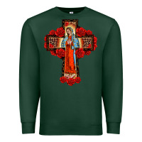 Sports Green lady of guadalupe rose cross, Premium Sweatshirt - BarkalooDesign
