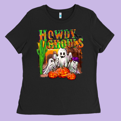 Howdy Ghouls Ladies Tee Designed By Nancycooperartshop