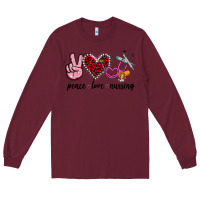 Burgundy peace love nursing Long Sleeve Tee - Jasminsmagicworld