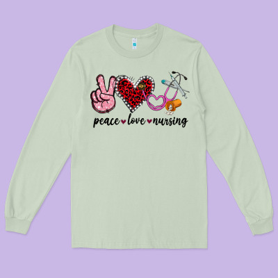 Peace Love Nursing Long Sleeve Tee Designed By Jasminsmagicworld