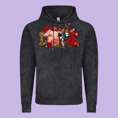 Love With Pig Olivia Vintage Hoodie Designed By Oliviacreatesart