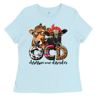 Baby Blue OCD Obsessive Cow Disorder Ladies Tee - texasbilliewilder