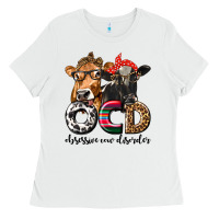 White OCD Obsessive Cow Disorder Ladies Tee - texasbilliewilder