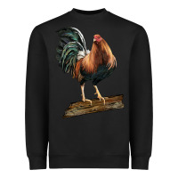 Black american game rooster standing Heavyweight Sweatshirt - LillyAllenDesigns