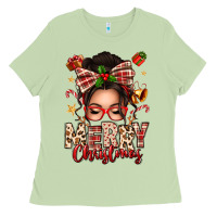 Matcha merry christmas messy bun Ladies Tee - texasbilliewilder