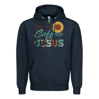 Navy give me coffee and jesus Zipper Hoodie - Artiststas