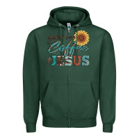 Sports Green give me coffee and jesus Zipper Hoodie - Artiststas