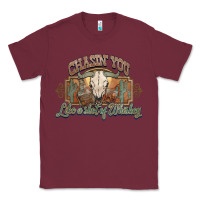 Burgundy Chasin you like a shot of whiskey bull skull Classic Tee - HowdyJamesFarm