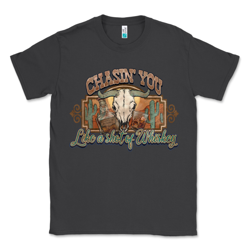 Chasin You Like A Shot Of Whiskey Bull Skull Classic Tee by HowdyJamesFarm | Teevron