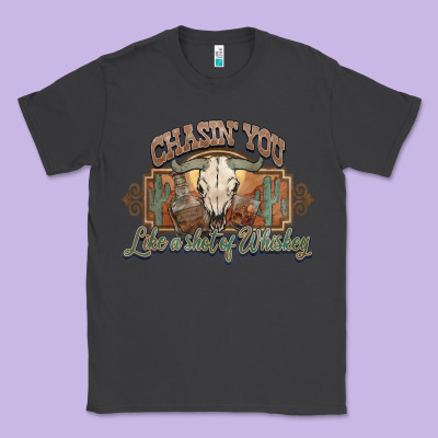 Chasin You Like A Shot Of Whiskey Bull Skull Classic Tee Designed By Howdyjamesfarm