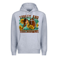 Heather Grey Turkey And Touchdowns Premium Hoodie - LillyAllenDesigns