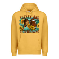 Mustard Turkey And Touchdowns Premium Hoodie - LillyAllenDesigns