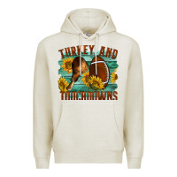 Oatmeal Heather Turkey And Touchdowns Premium Hoodie - LillyAllenDesigns