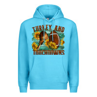 Ocean Blue Turkey And Touchdowns Premium Hoodie - LillyAllenDesigns