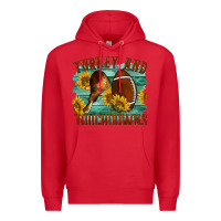 Red Turkey And Touchdowns Premium Hoodie - LillyAllenDesigns