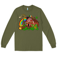 Army Green St. Patrick's farm with gold Long Sleeve Tee - OliviaCreatesArt