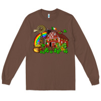 Chestnut St. Patrick's farm with gold Long Sleeve Tee - OliviaCreatesArt