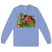 Colony Blue St. Patrick's farm with gold Long Sleeve Tee - OliviaCreatesArt