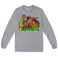 Heather Grey St. Patrick's farm with gold Long Sleeve Tee - OliviaCreatesArt
