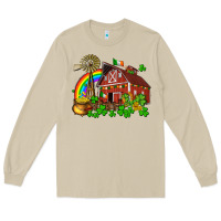Mushroom St. Patrick's farm with gold Long Sleeve Tee - OliviaCreatesArt